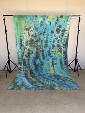 6x9 ft Blue Green Backdrop with Gray Abstract Backdrop Dyed Background